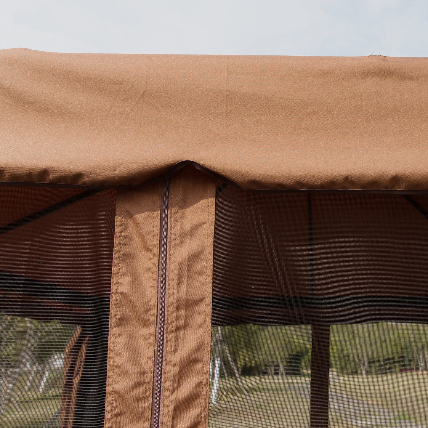 Caruso 10 x 10 ft  Gazebo Canopy Shelter  with Double Vented Roof - Brown