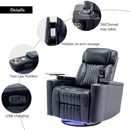 Comfort Max 270 Degree Swivel Power Recliner - Blue