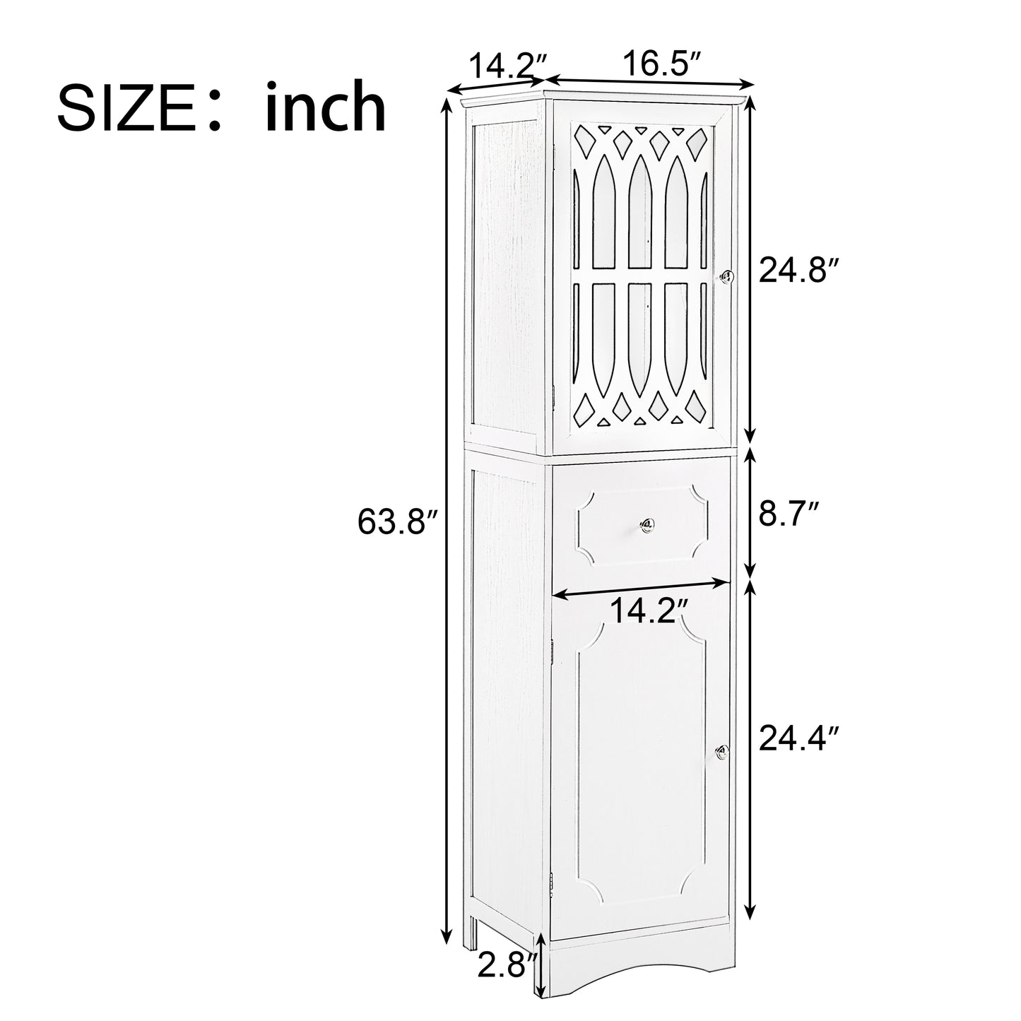 Statured Bathroom Cabinet with Drawer and Doors - Green