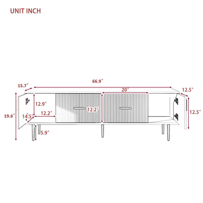 Eden Stylish TV Stand with 5 Champagne Legs - White