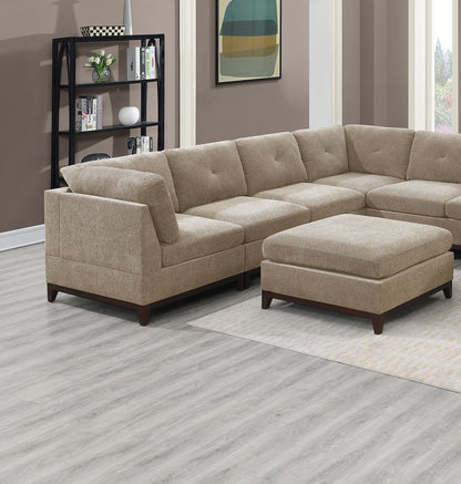 Khal Camel Chenille Fabric Modular Sectional 9pc Set  3x Corner Wedge 4x Armless Chairs and 2x Ottomans