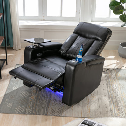 Anika Premium Power Recliner with Swivel Tray Table - Black