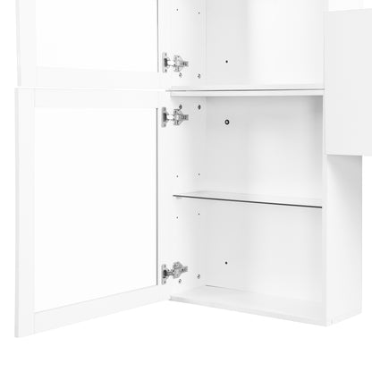 Sata TV Stand with Wall Mounted Floating Storage - White