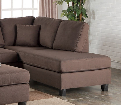 Esra 3pc Sectional Reversible Chaise Sofa And Ottoman - Chocolate