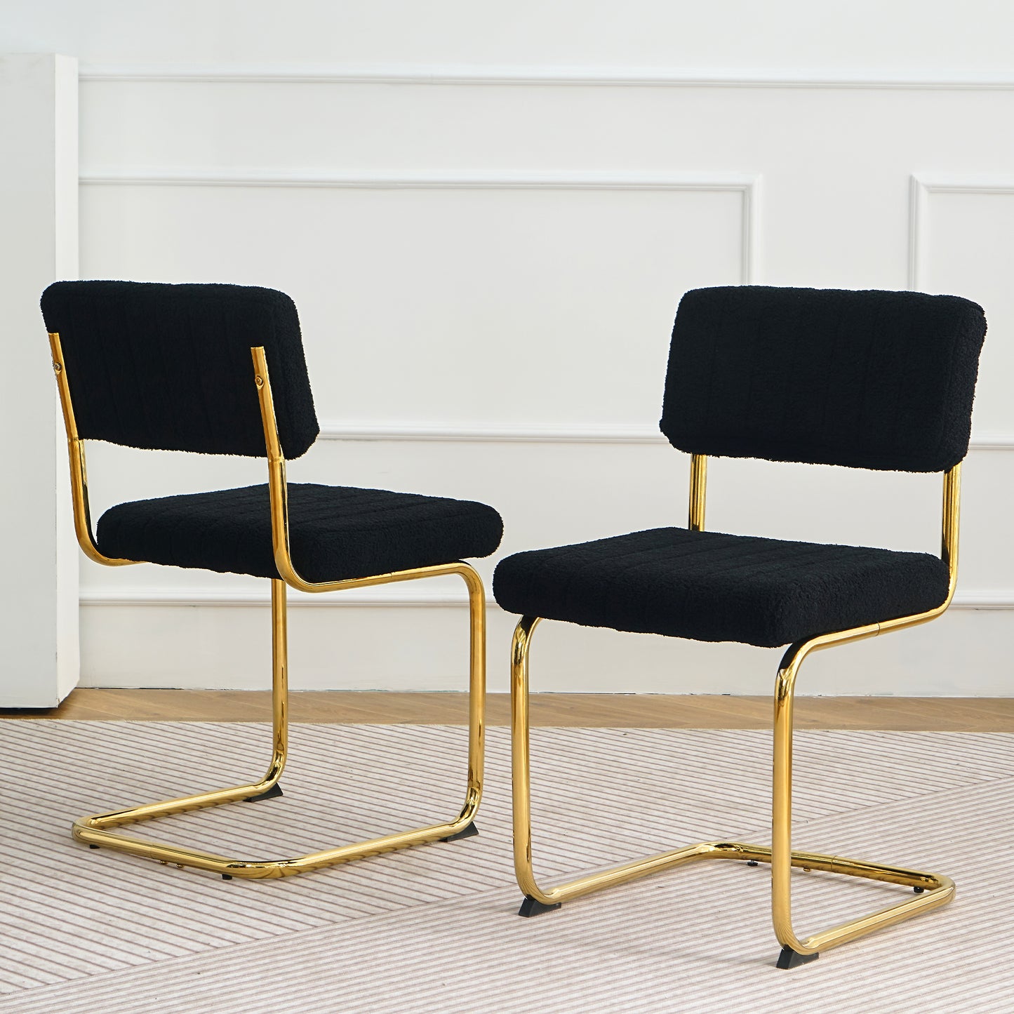 Ezell Dining Chairs with Gold Metal Leg (Set of 2) - Black