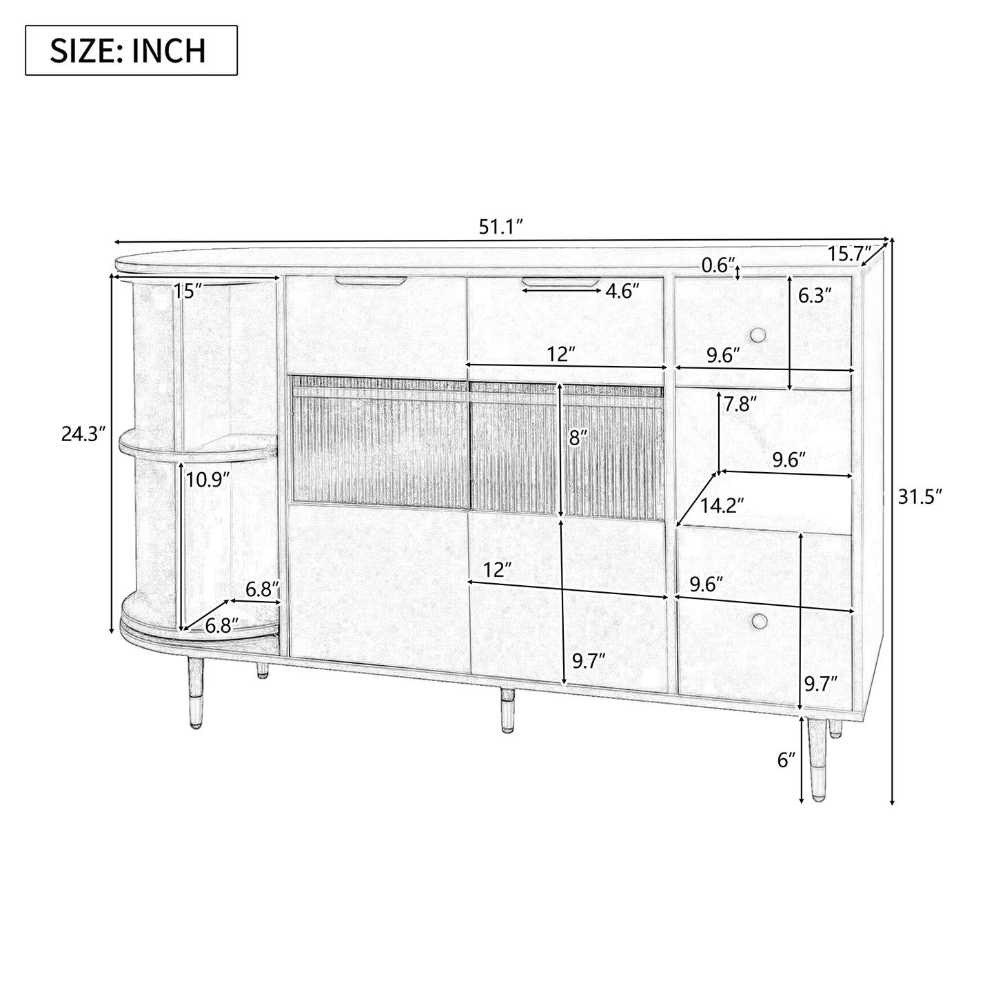 Greta Sideboard Buffet Cabinet - Beige