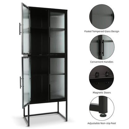 Nera II Tempered Glass Cabinet - Black