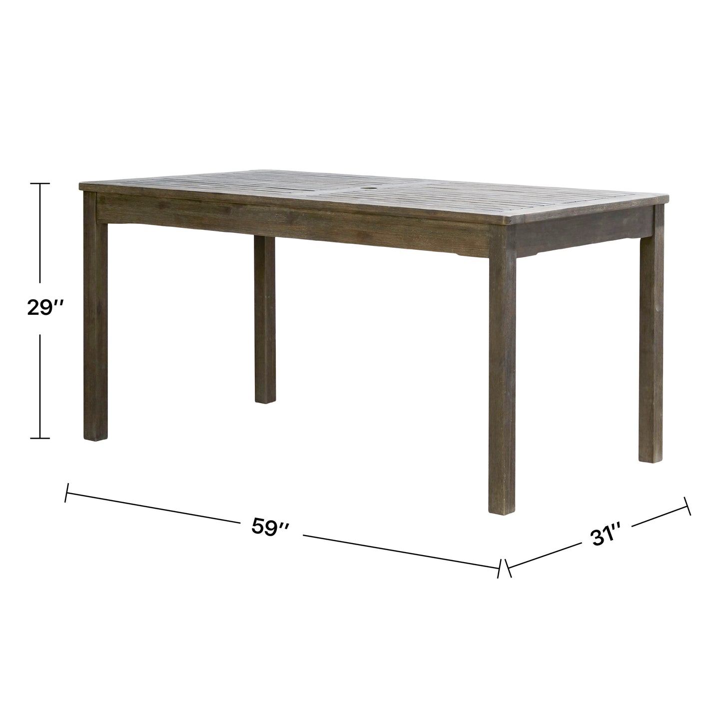 Alyssa Rectangular Coastal Wood Patio Dining Table - Gray Wash