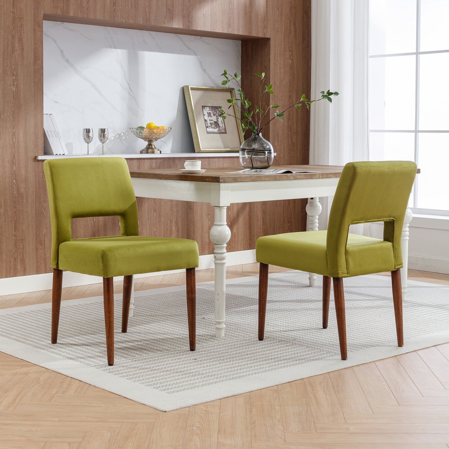 Giordano Dining Chairs with Solid Wood (Set of 2) - Green