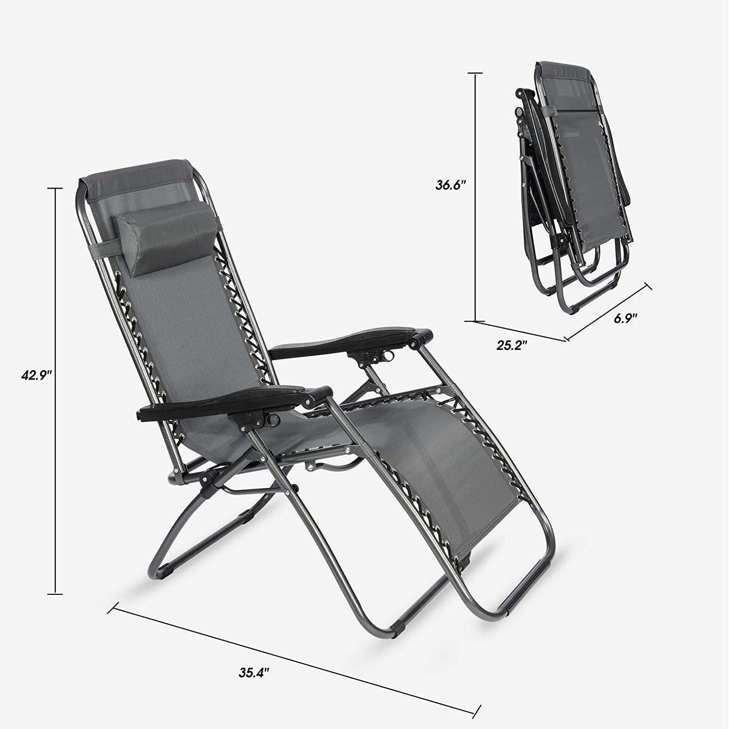 Kaye Outdoor Folding Patio Chairs (Set of 2) - Gray