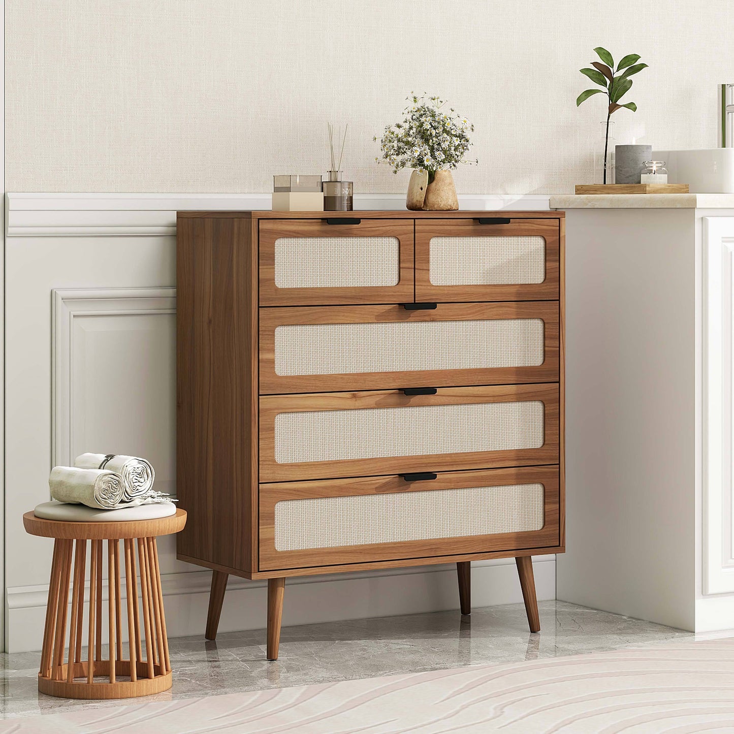 Keith II 5 Drawer  Accent Storage Cabinet - Walnut