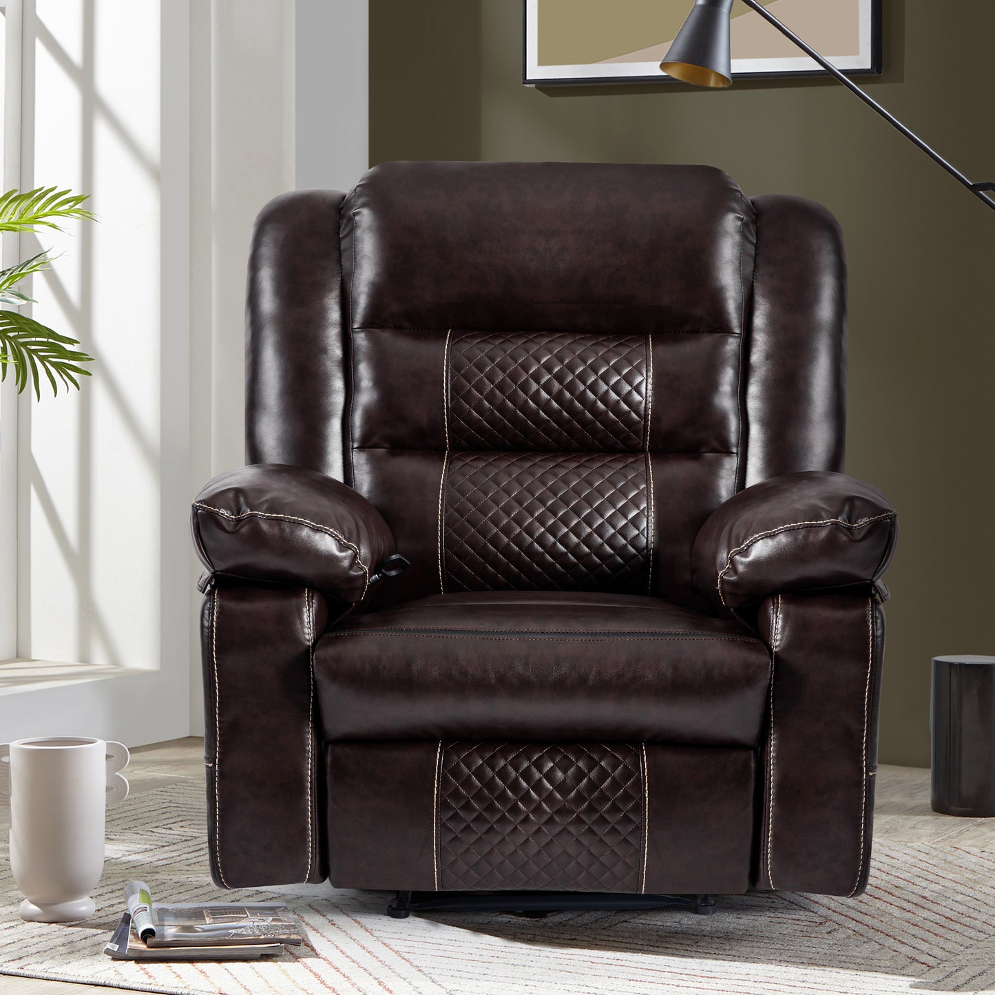 Thorne Leather Massage Recliner - Brown