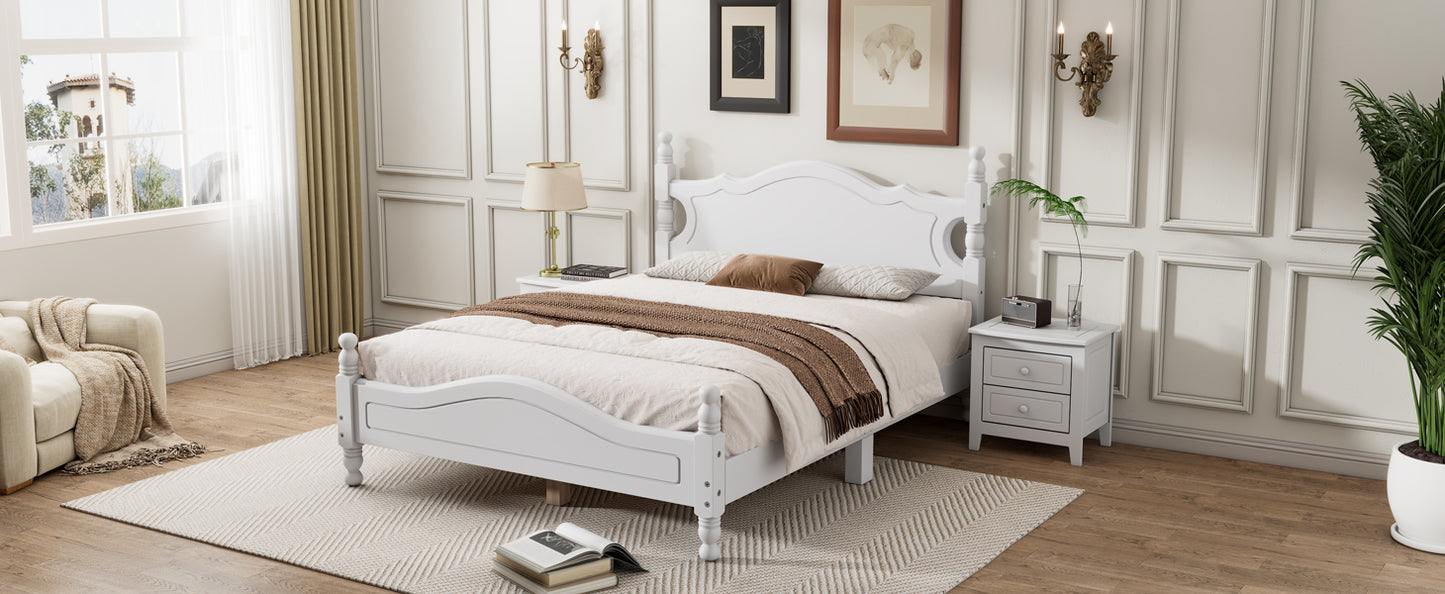 Quarto II Full Size Wood Platform Bed Frame - White