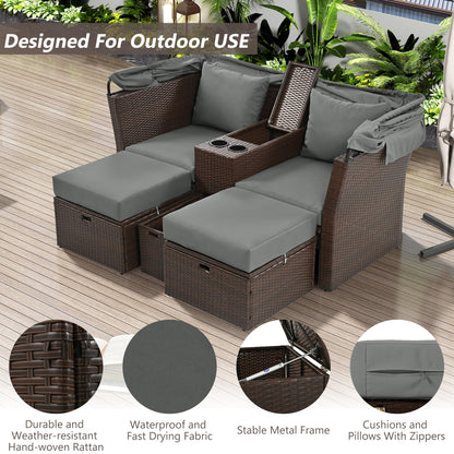 Ginson 2-Seater Outdoor Patio Daybed - Gray