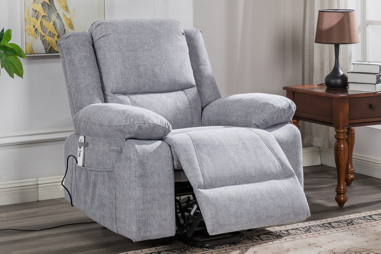 Solace Electric Power Recliner Chair with Massage and Heatin - Light Grey