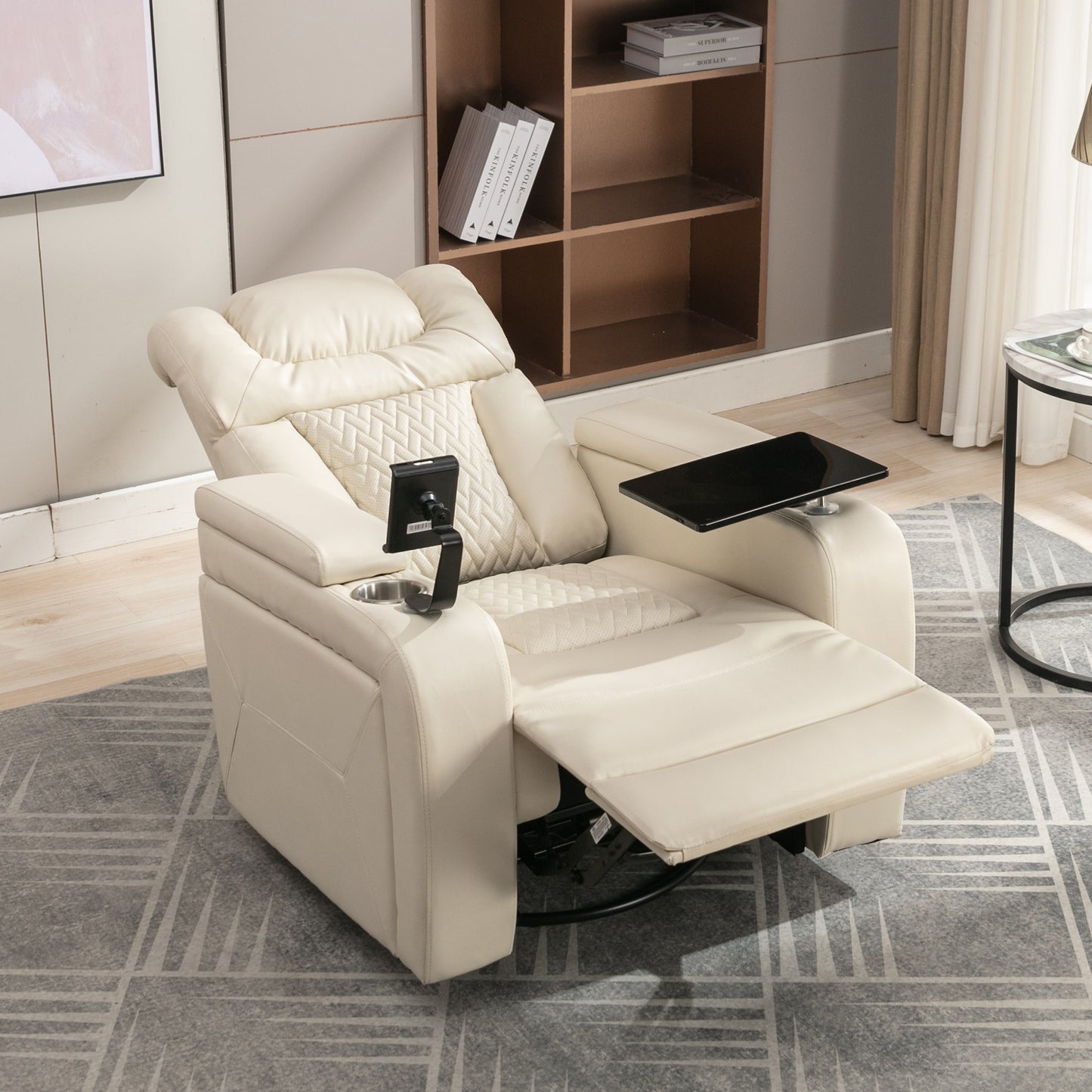 Comfort Max 270 Degree Swivel Power Recliner - White