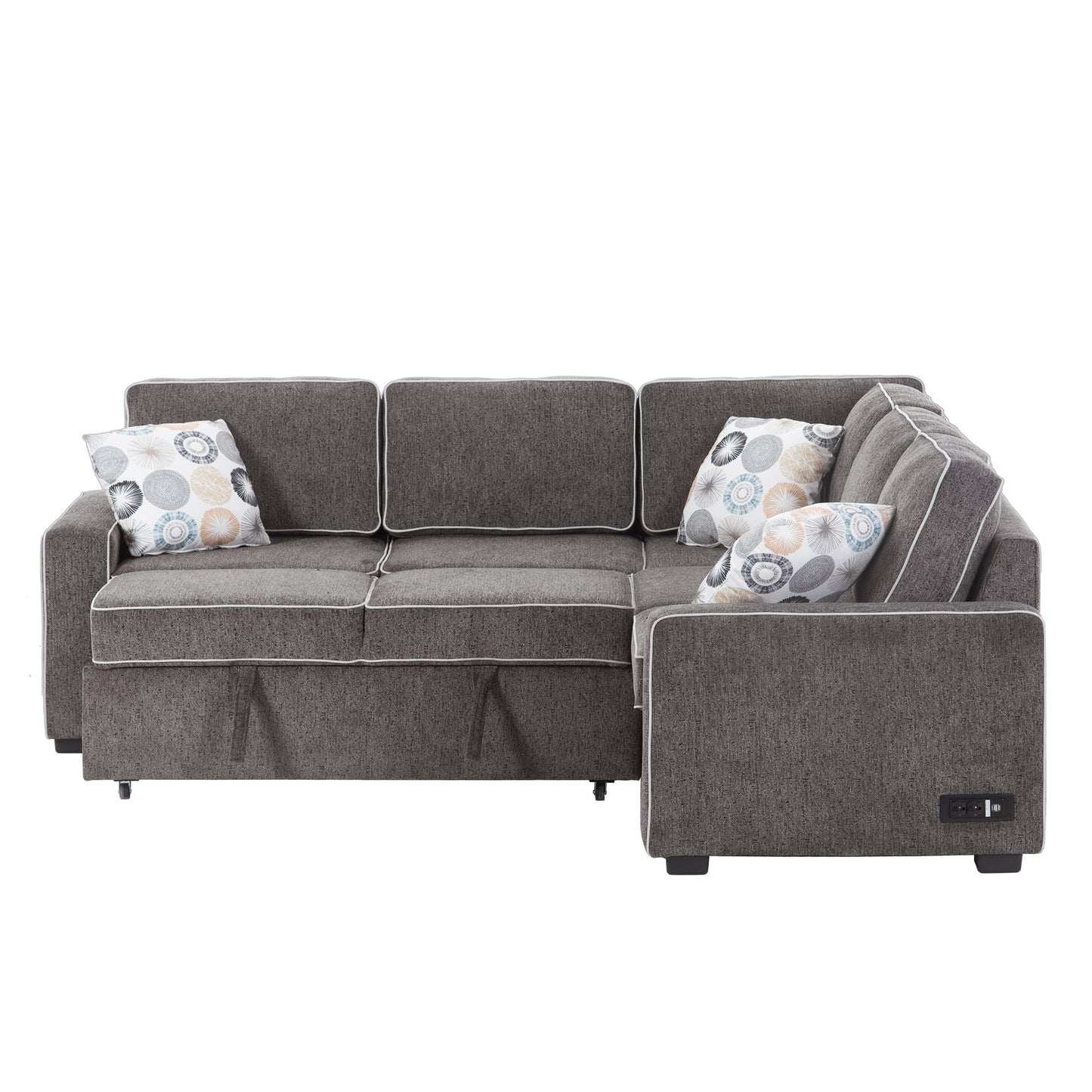 Berg L-Shaped Pull Out Convertible Sleeper Sofa - Dark Gray