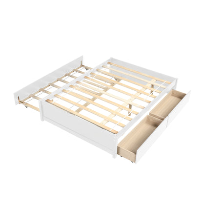 Trundle Max Twin Bed with Storage Drawers - White