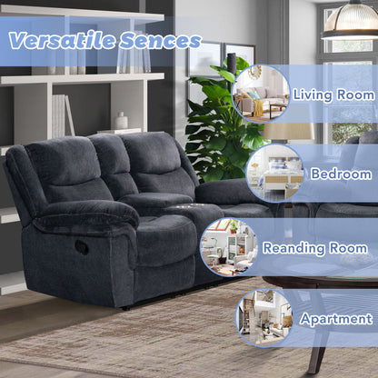 Venassa Manual Reclining Sofa - Dark Blue