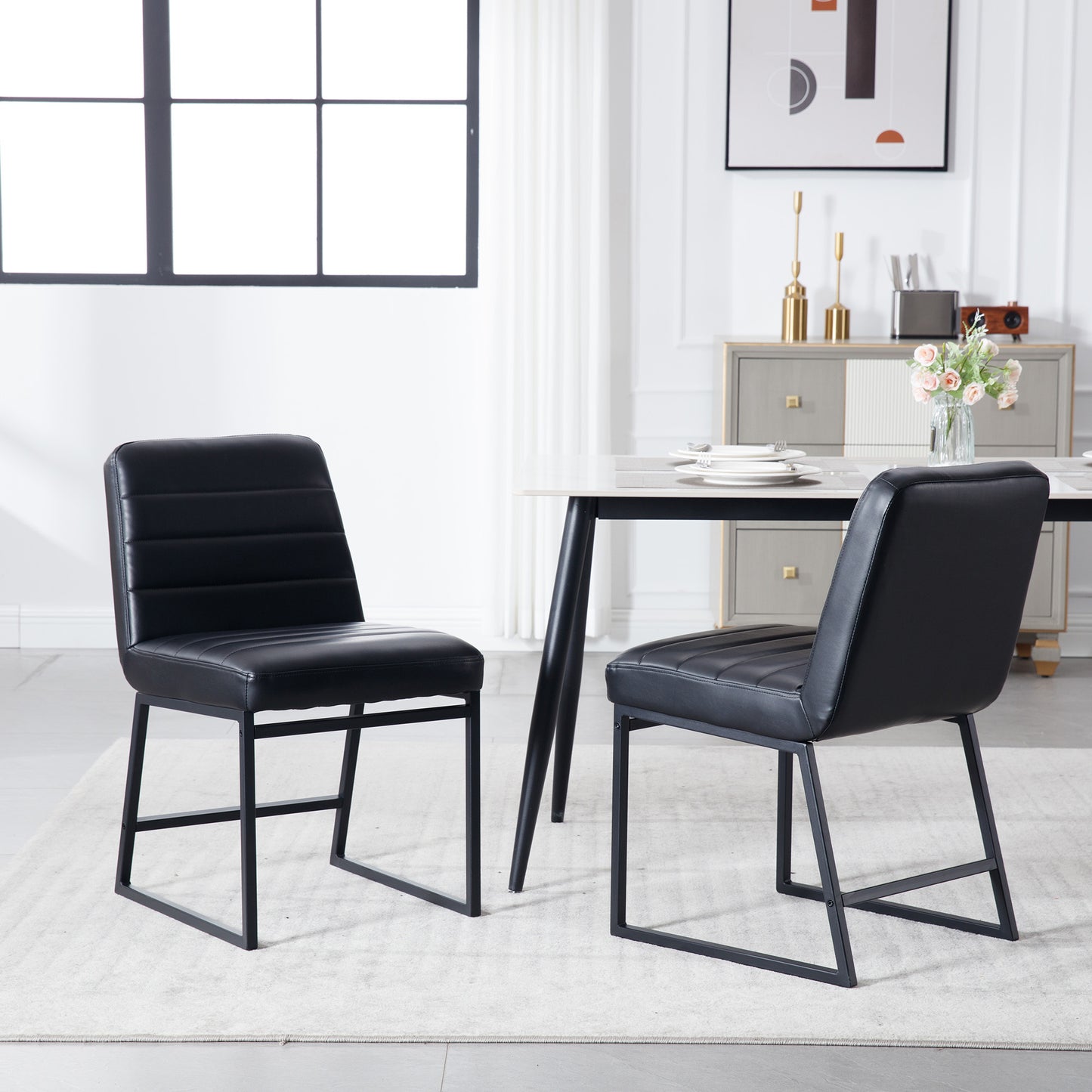 Bibi Dining Chairs with Metal Legs (Set of 2) - Black