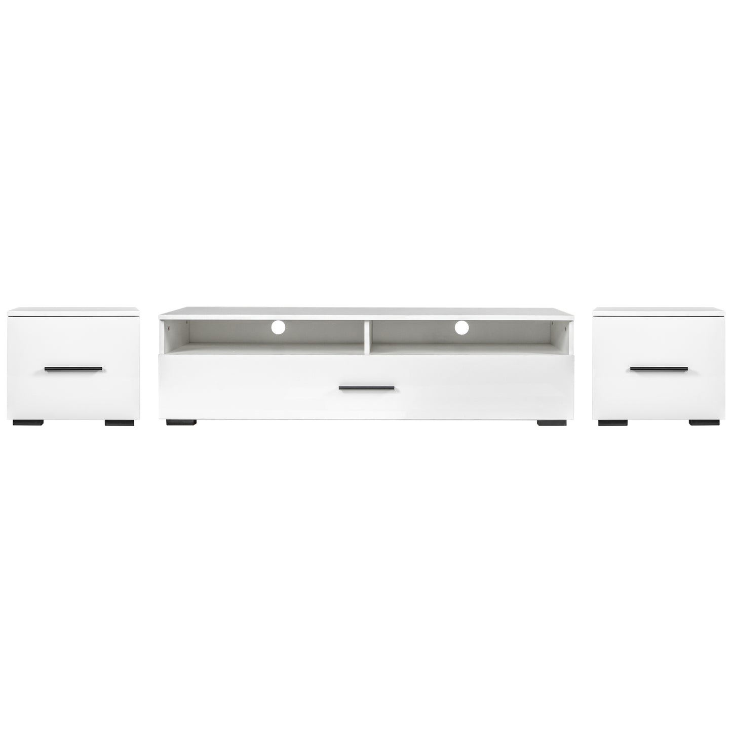 Jig Minimalist Design TV Stand with LED Lights - White