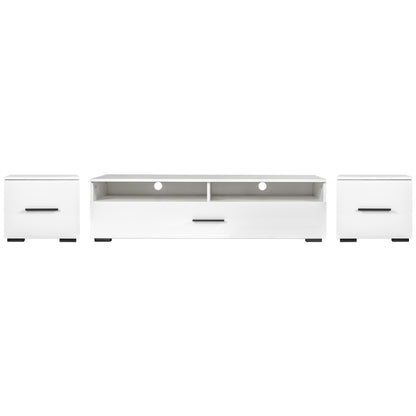 Jig Minimalist Design TV Stand with LED Lights - White