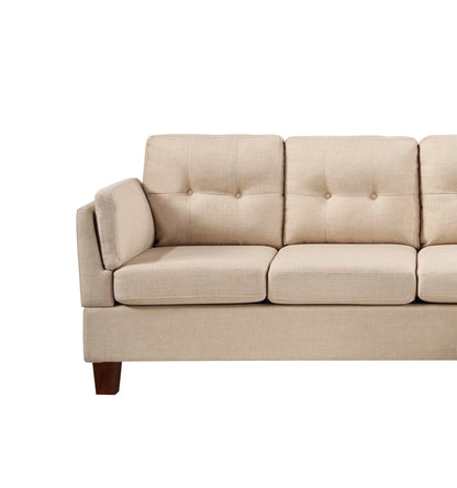 Dalia Linen Modern Sectional Sofa with Right Facing Chaise - Khaki