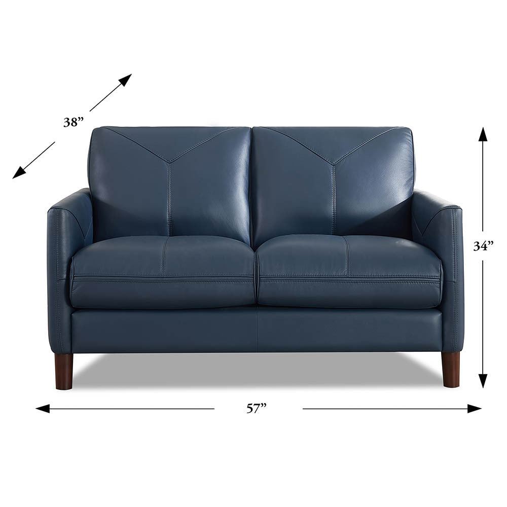 Yorkdale Leather Loveseat - Navy Blue