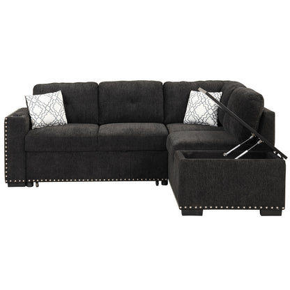 Javier Reversible Sectional Pull-Out Sofa Bed - Black