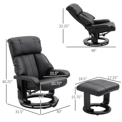 Homcom Recliner Chair with Vibration Massage - Black