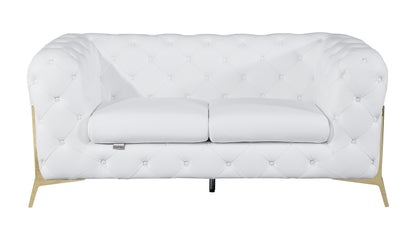 Devon Italian Leather Upholstered Loveseat - White