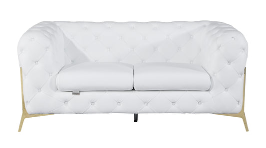 Devon Italian Leather Upholstered Loveseat - White