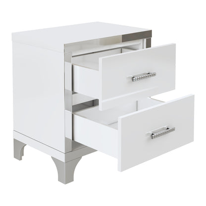 Astral High Gloss Nightstand with Metal Handle - White