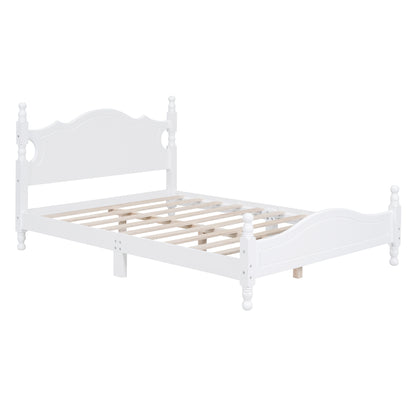 Quarto II Full Size Wood Platform Bed Frame - White