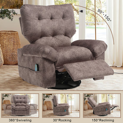 Aria Fabric Rocker Recliner Chair with Massage and Heat - Brown