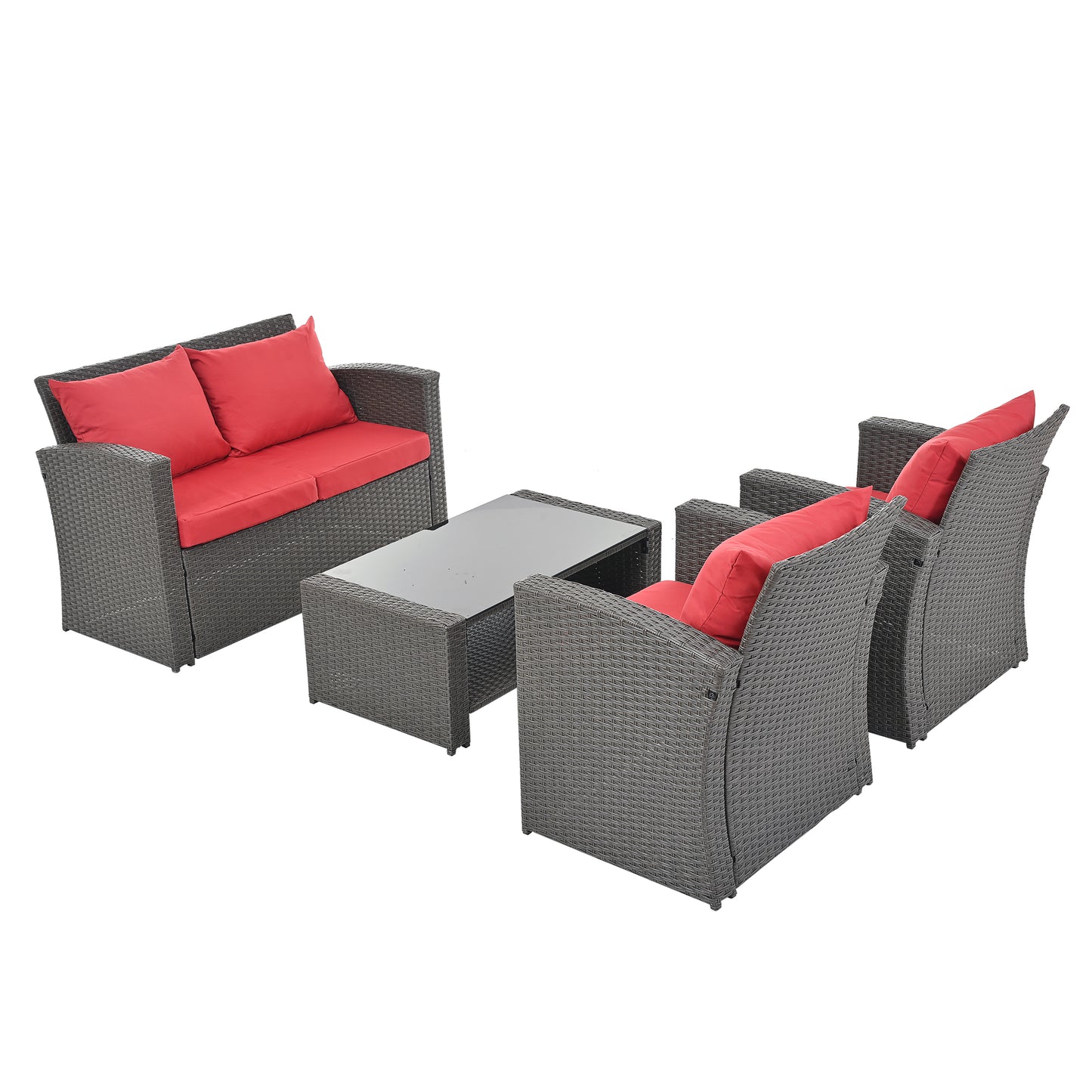 Moray 4 Pc Outdoor Patio Seating Set - Red