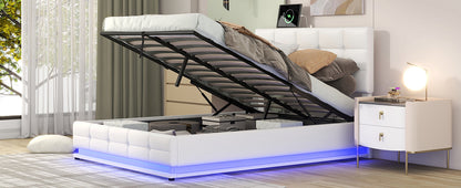 Luxury Dream Full Bed with Smart Storage and LED Illumination - White