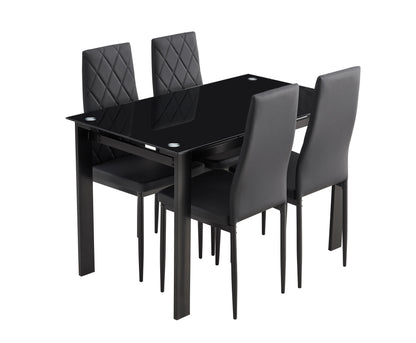 Emporium 5pc Dining Set Table 4x Side Chairs - Black