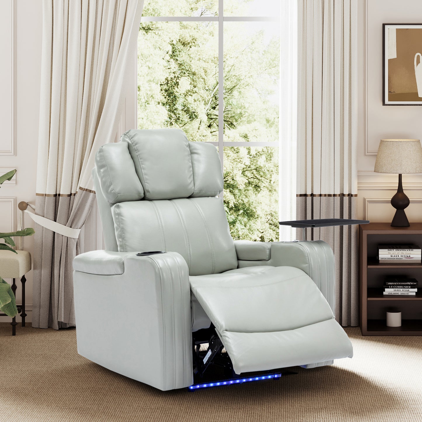 Xavier PU Leather Power Recliner - Gray