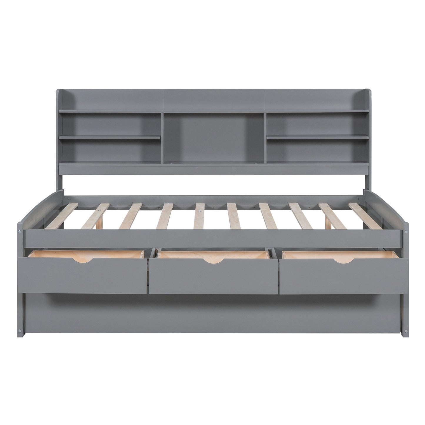 Gini Full Size Daybed with Trundle and Storage - Light Gray