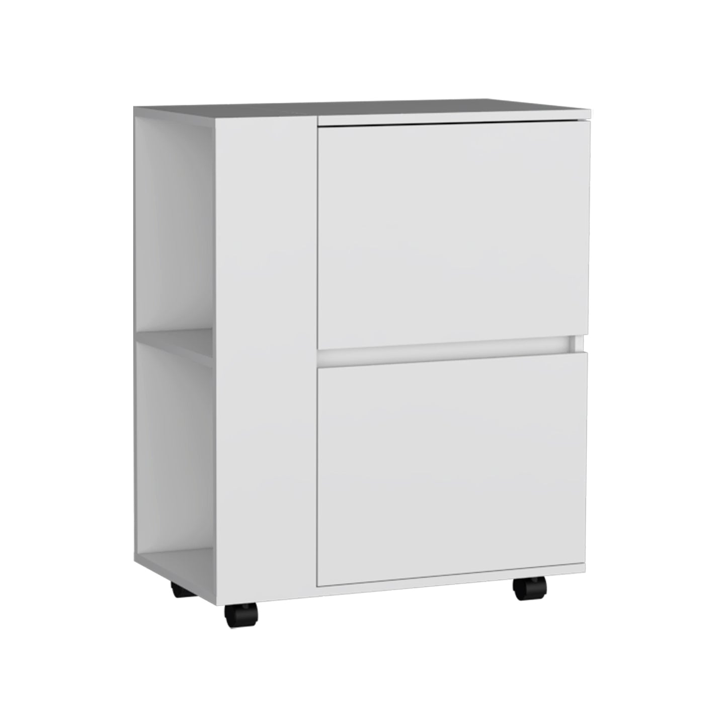 Glasgow Bar Cart Pull-Down Door Cabinet- White