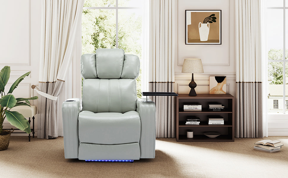 Xavier PU Leather Power Recliner - Gray