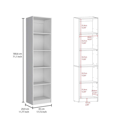 Kris Bookcase with 5-Tier Shelves - White