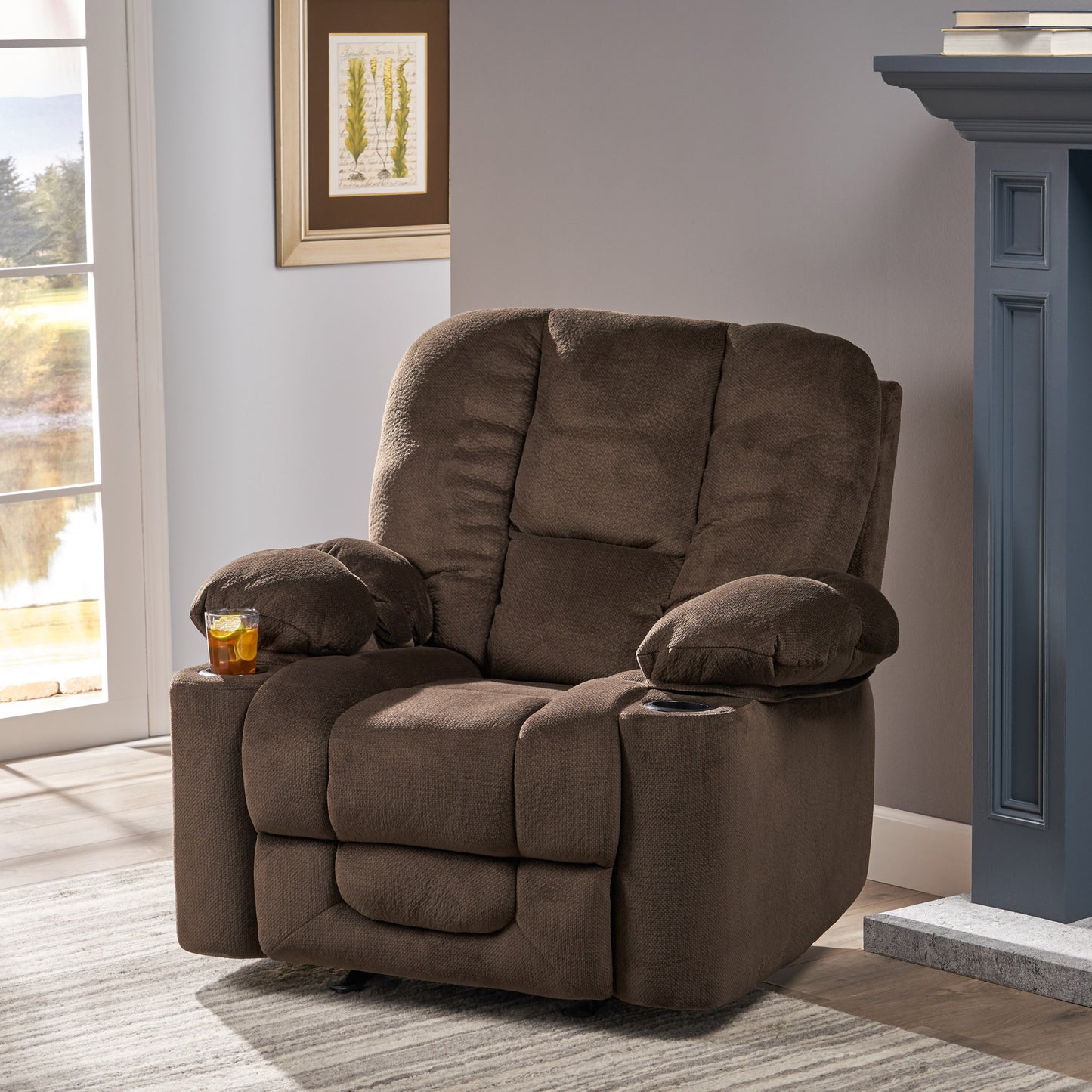 Luxurious Manual Recliner Chair - Chocolate