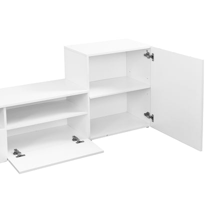 Sata TV Stand with Wall Mounted Floating Storage - White