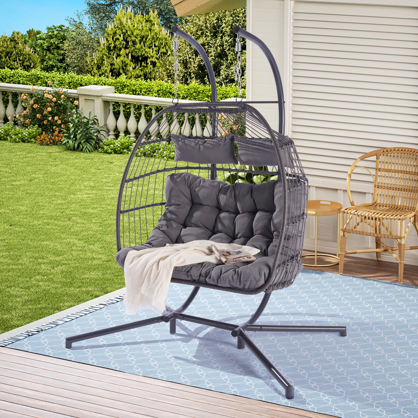 Thornton For 2 People Outdoor Rattan Hanging Chair - Light Gray