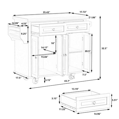 Nexa Kitchen Island Cart - White