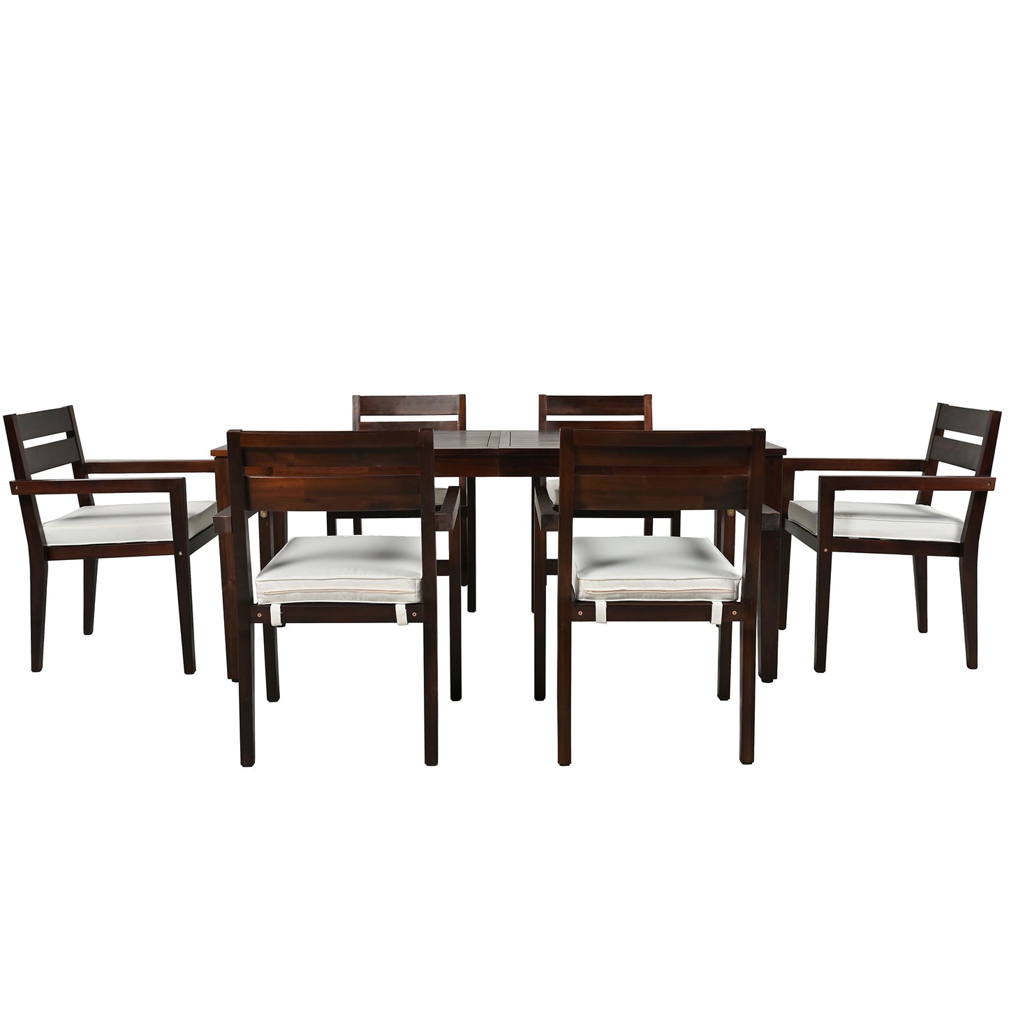 Carver Patio  Acacia Wood Outdoor Dining Table And Chairs Set - Dark Brown