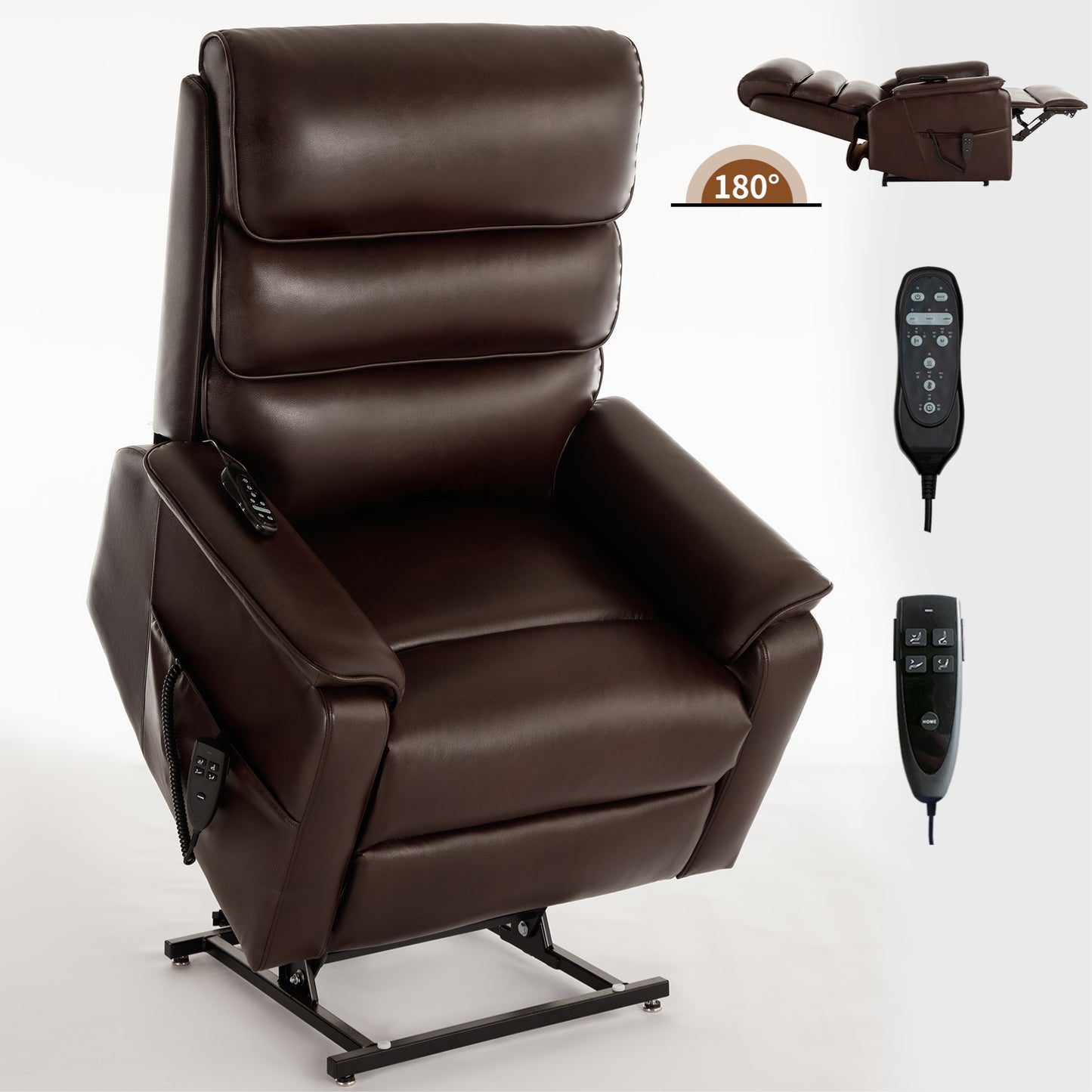 Hannah Power Lift Leather Recliner Chair with Heat Massage - Gray