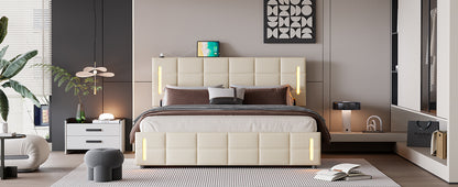 Ps Queen Size Storage Bed w Hydraulic System - Beige